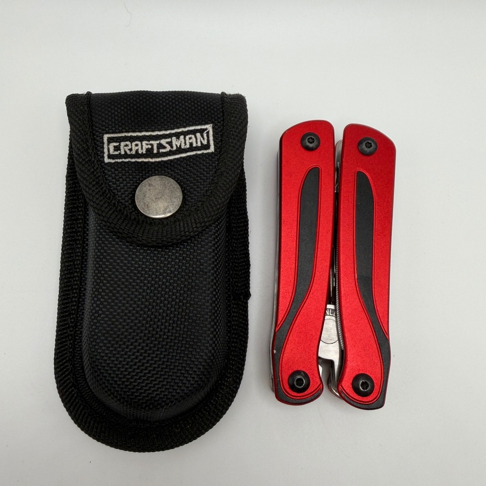 Craftsman 12-in-1 Multi-Tool Red Stainless Steel Folding Pliers With Sheath
